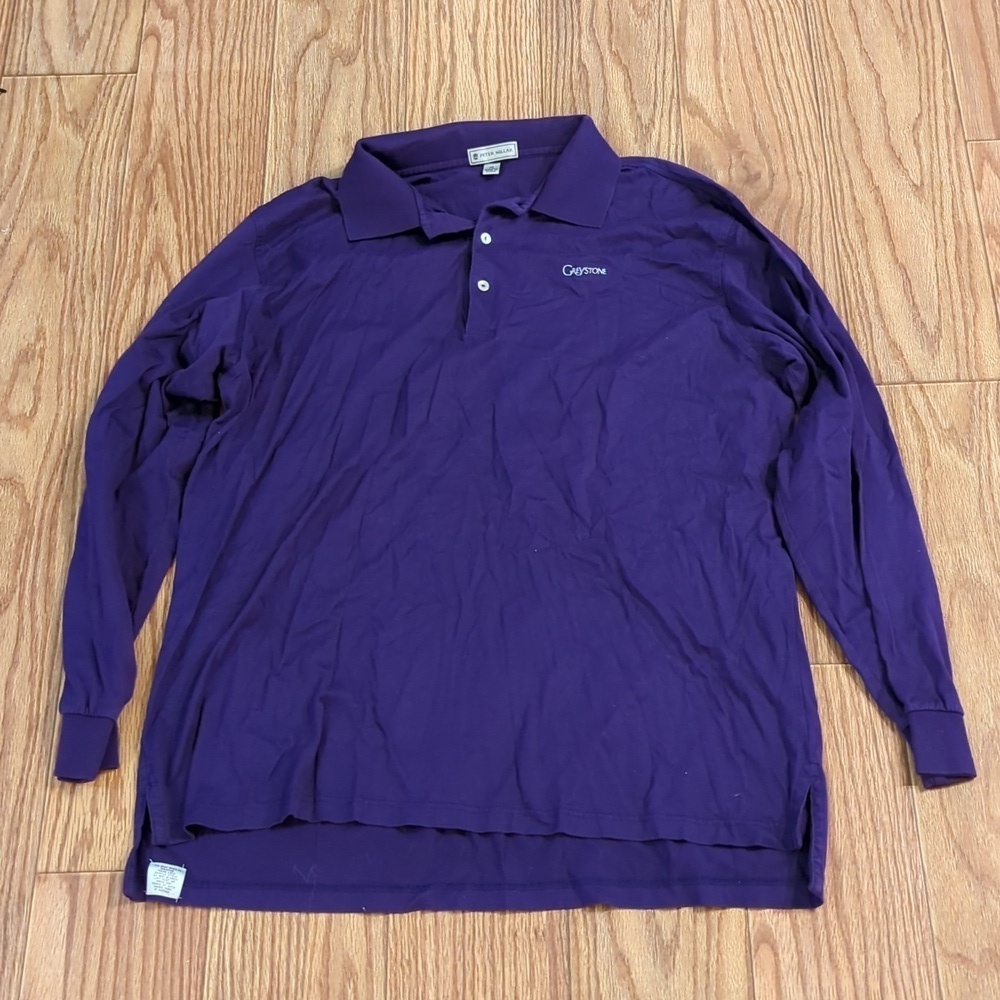 Peter Millar purple long-sleeve 100% cotton golf polo, men's XL*